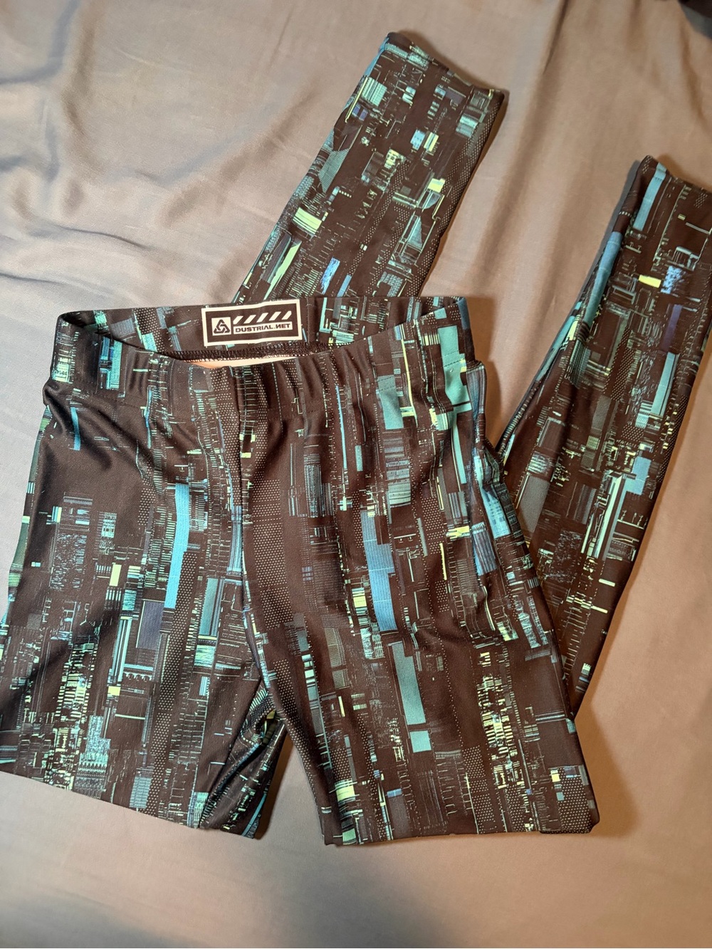 Cybergoth Motherboard Black & Teal Patterned Athletic Leggings